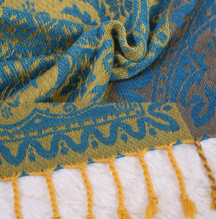 Bohemian Bliss Unveiled - High-Quality Cotton Thread Blanket for Versatile Styling - FlaxLin Eco Textiles