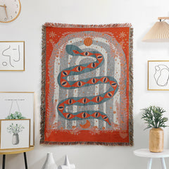 Boho Casual Fringe Blanket - Geometric Charm with American Style for All-Season Comfort