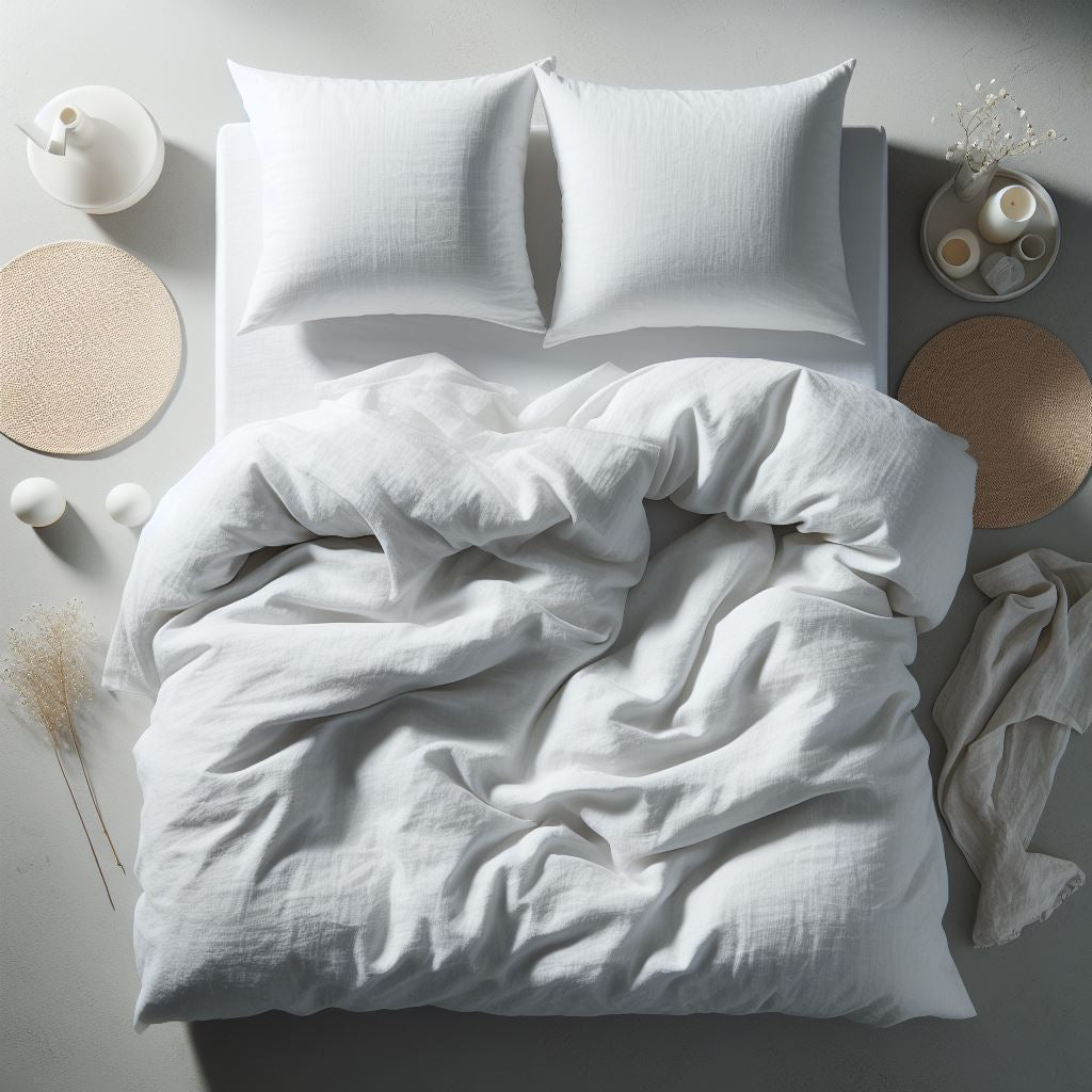 Linen Duvet Cover Set in White - FlaxLin Eco Textiles