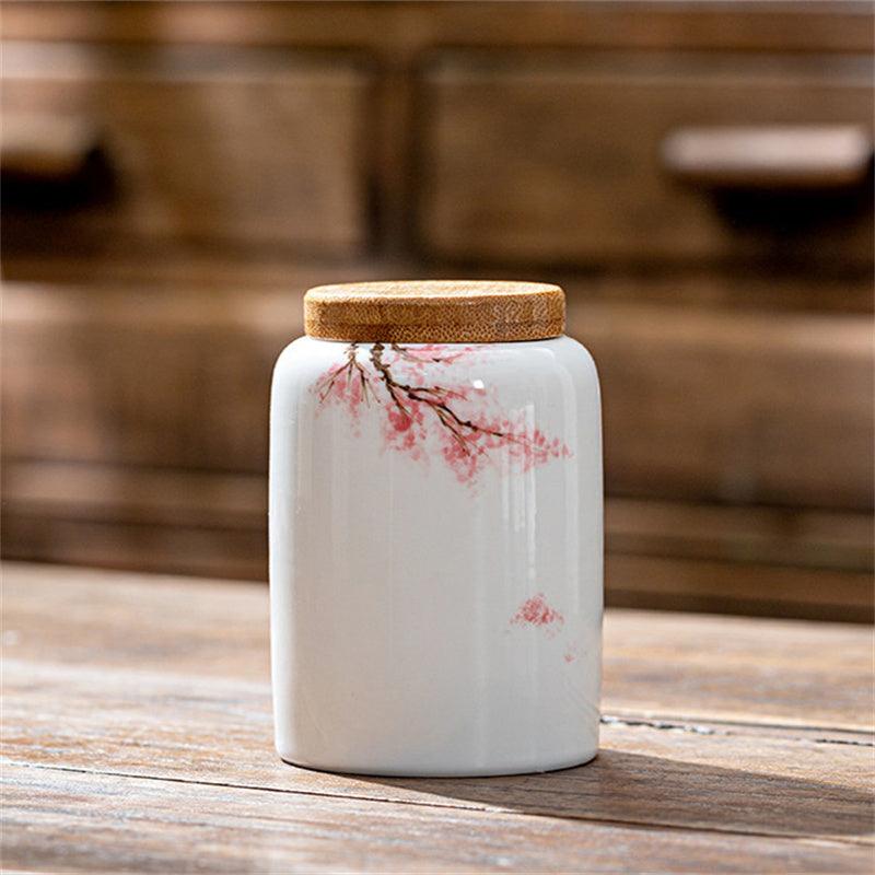 Artistic Ceramic Canisters: Hand-Painted Elegance for Loose Tea Storage - FlaxLin Eco Textiles