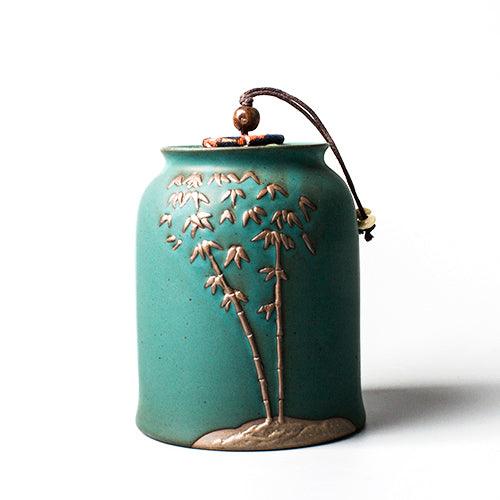 Artistic Ceramic Tea Caddy Collection: Hand-Painted Elegance for Tea Storage - FlaxLin Eco Textiles