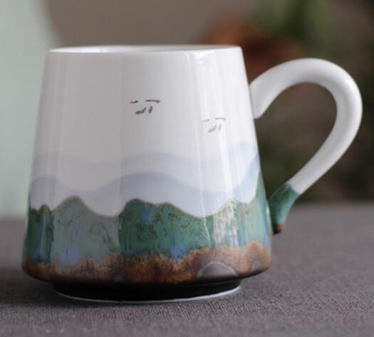 Artistic Hand-Painted Ceramic Cup: Nature's Elegance in Every Sip - FlaxLin Eco Textiles