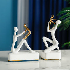 Handmade Ceramic Art Sculpture: Modern Abstract Mother and Child Figurine - Simple, Light Luxury Decor