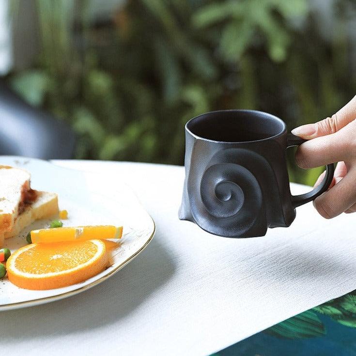 Black Handmade Ceramic Mug - Frosted Glaze Elegance with High-Temperature Firing -  - FlaxLin Eco Textiles