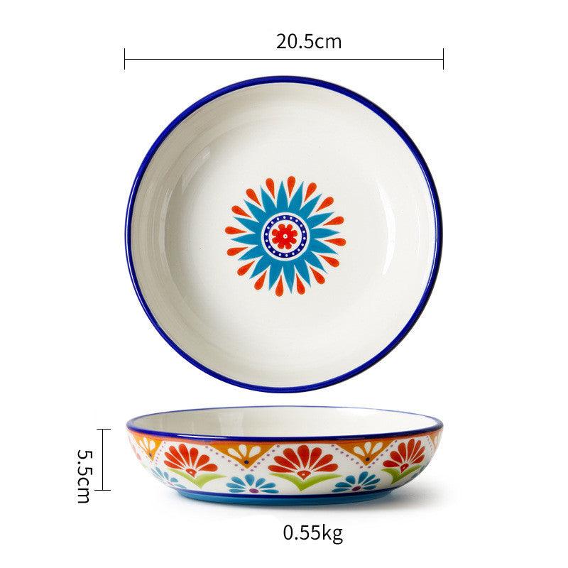 Blossoming Pastoral Elegance: Ceramic Home Dinner Plate - FlaxLin Eco Textiles