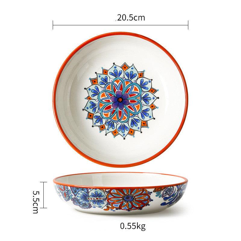 Blossoming Pastoral Elegance: Ceramic Home Dinner Plate - FlaxLin Eco Textiles