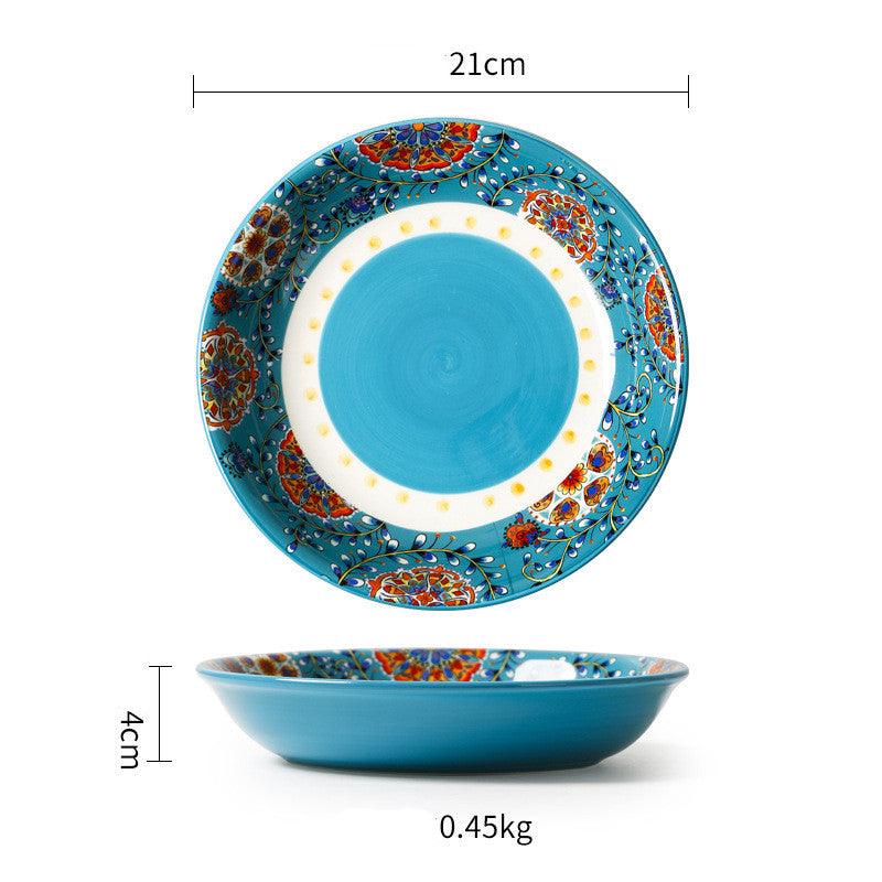 Blossoming Pastoral Elegance: Ceramic Home Dinner Plate - FlaxLin Eco Textiles