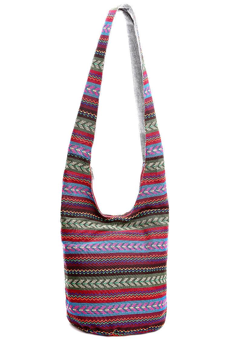 Bohemian Charm: Folk Style Ladies' Bucket Bag Handbag & Shoulder Bag Combo - FlaxLin Eco Textiles