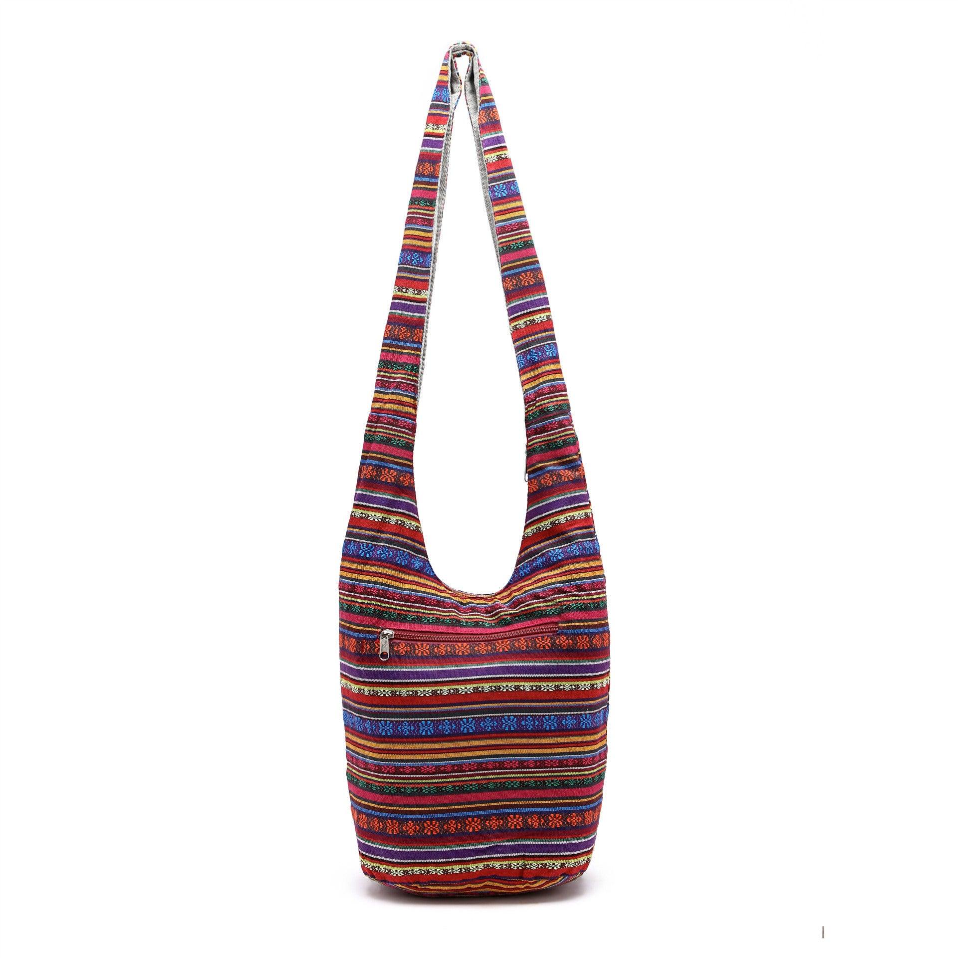 Bohemian Charm: Folk Style Ladies' Bucket Bag Handbag & Shoulder Bag Combo - FlaxLin Eco Textiles