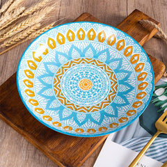 Elegance Defined: Hand-Painted Underglaze Ceramic Plate - FlaxLin Eco Textiles