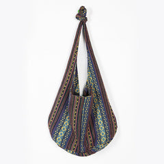 Elegantly Boho: Ladies' One-Shoulder Jacquard Canvas Handbag - FlaxLin Eco Textiles