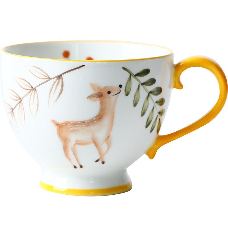 Enchanted Forest Animal Ceramic Mug: A Blend of Retro & Whimsy - FlaxLin Eco Textiles