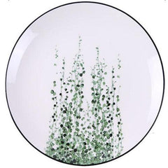 Greenery Delight: Cartoon Plant-Themed Porcelain Plate - FlaxLin Eco Textiles