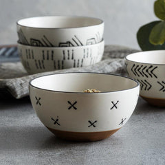 Hand-Painted Ceramic Breakfast Bowls: A Frosted Delight for Parent & Child - FlaxLin Eco Textiles