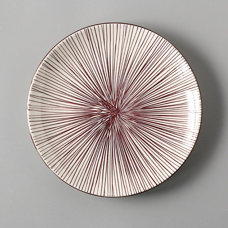 Japanese Artistry: Large Flat Ceramic Plate - FlaxLin Eco Textiles