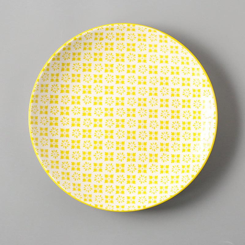 Japanese Artistry: Large Flat Ceramic Plate - FlaxLin Eco Textiles