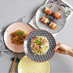 Japanese Artistry: Large Flat Ceramic Plate - FlaxLin Eco Textiles