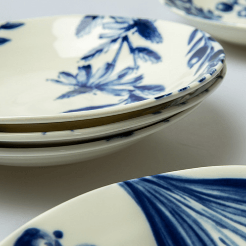 Japanese Floral Elegance: Household Ceramic Dish - FlaxLin Eco Textiles