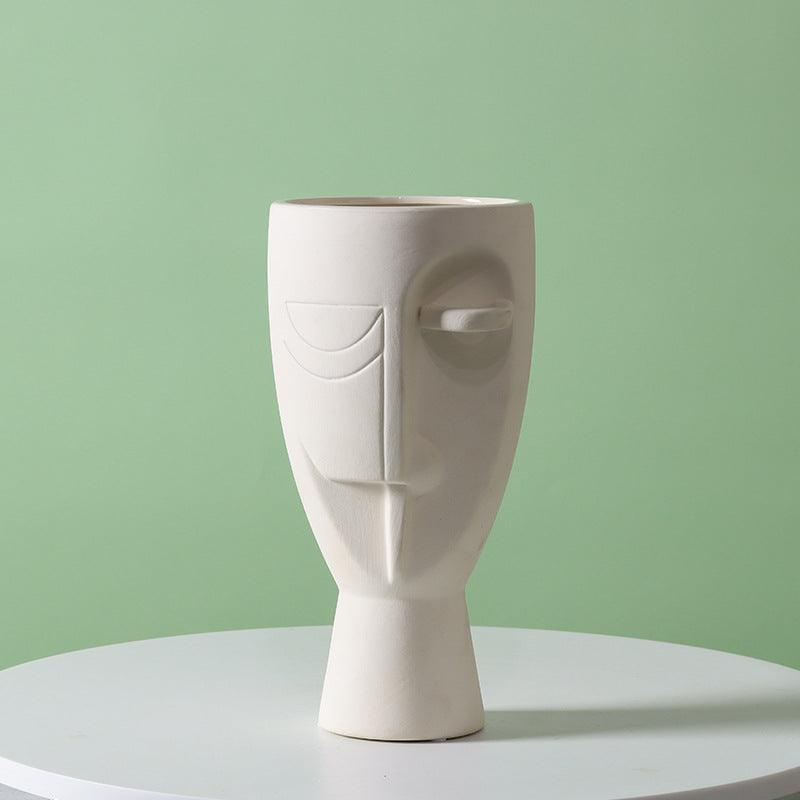 Nordic Artistry Face Ceramic Vase: A Fusion of Divine Elegance and Modern Craft - FlaxLin Eco Textiles