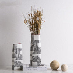 Nordic Minimalist Ceramic Creative Hand-painted Line Vase - FlaxLin Eco Textiles