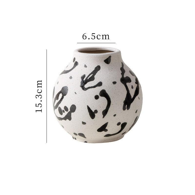 Nordic Simple Hand-Painted Ceramic Household Vase - FlaxLin Eco Textiles