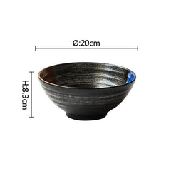 Retro Black Hat Bowl: Hand-Painted Ceramic Soup Elegance - FlaxLin Eco Textiles