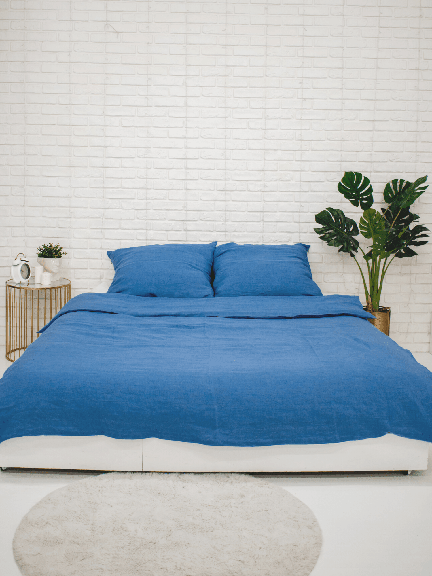 Blue Soft Linen Bedding Set (The set includes 4 items of blue color) - Bedroom, label, Linen bedding set - FlaxLin Eco Textiles