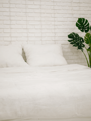 Creame White Soft Linen Bedding Set (The set includes 4 items of creame white color) - Bedroom, Linen bedding set - FlaxLin Eco Textiles