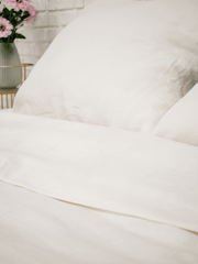 Creame White Soft Linen Bedding Set (The set includes 4 items of creame white color) - Bedroom, Linen bedding set - FlaxLin Eco Textiles