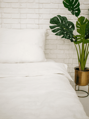 Creame White Soft Linen Bedding Set (The set includes 4 items of creame white color) - Bedroom, Linen bedding set - FlaxLin Eco Textiles
