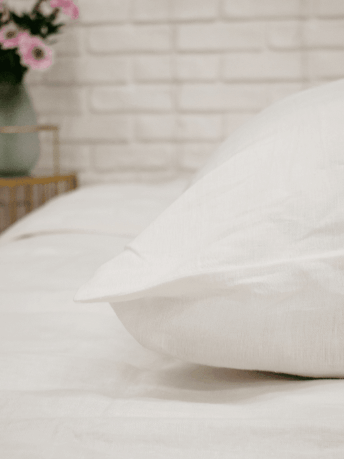 Creame White Soft Linen Pillowcase - Bedroom, Linen pillowcase - FlaxLin Eco Textiles