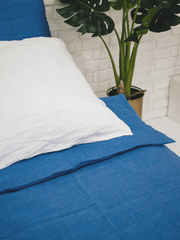 Family Soft Linen Bedding Set of Blue Color (includes 7 items) - Bedroom, Family Bedding Set, label, Linen bedding set - FlaxLin Eco Textiles