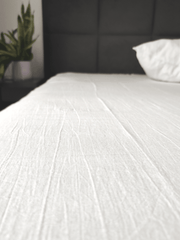 Snow White Soft Linen Sheet - Bedroom, Linen sheet - FlaxLin Eco Textiles