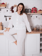 Women's Snow-White Pyjama Set In Soft Linen - Pajama - FlaxLin Eco Textiles